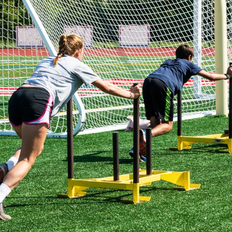 Two High school athletes training